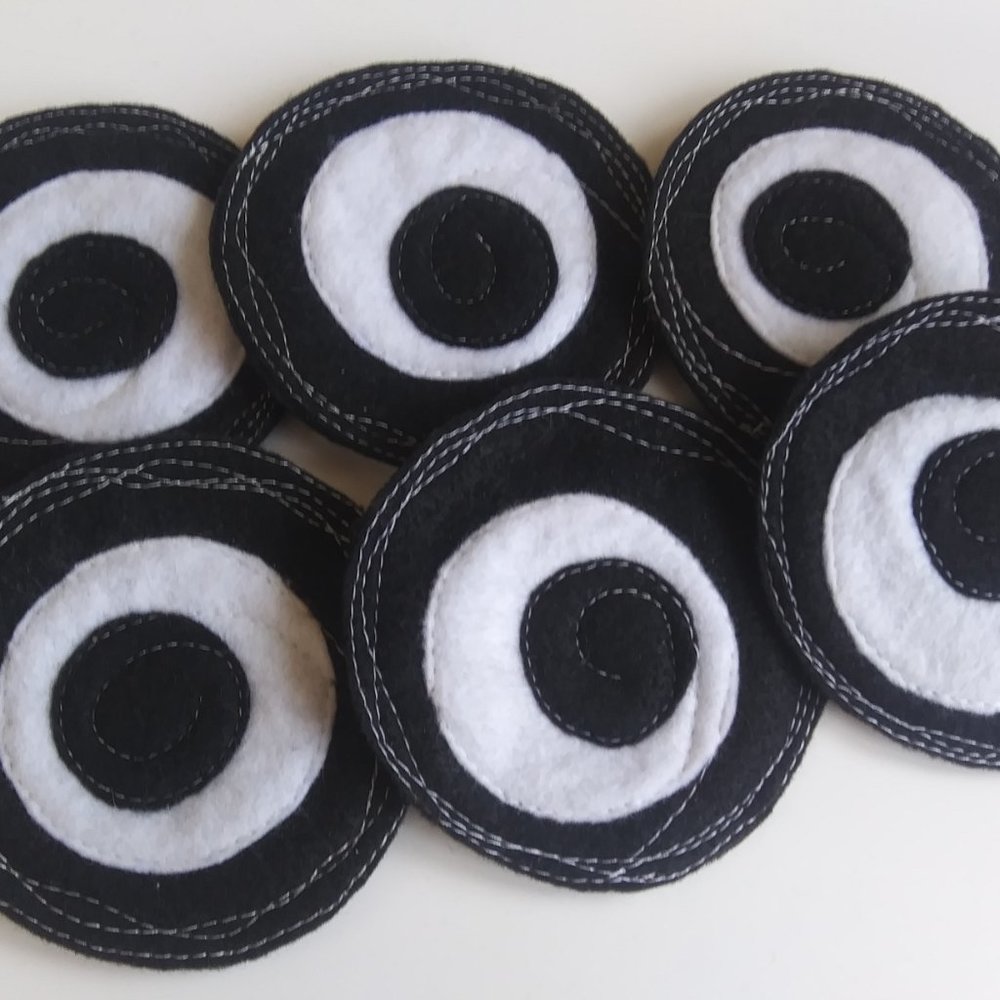 Handcrafted Freeform Stitched Felt Coaster Set #6. (Two Sets Available)